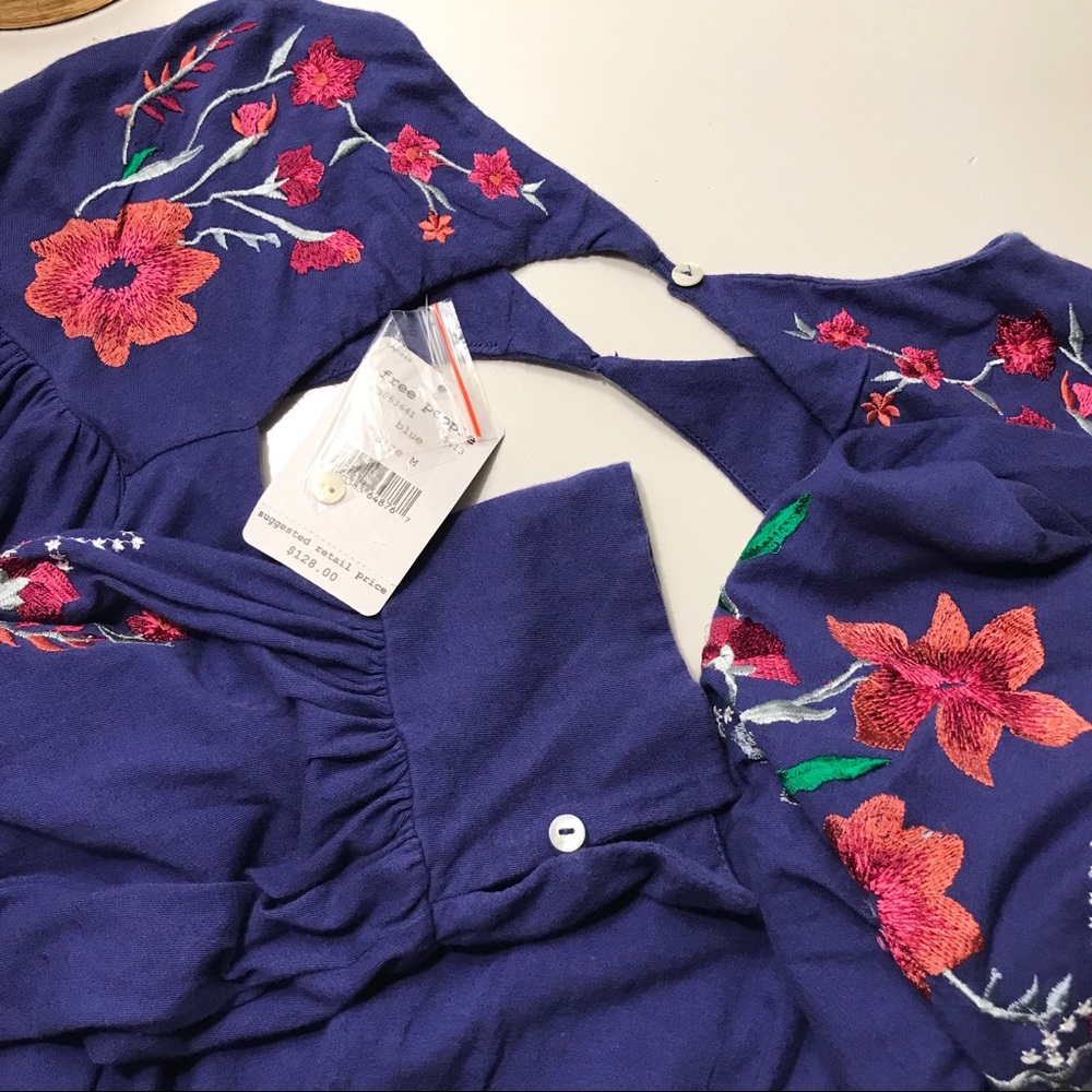 Free People Top Embroidered Lita Floral Cut-Outs - Picture 2 of 8